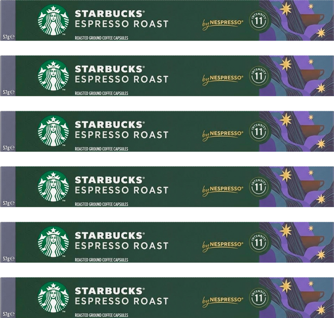 STARBUCKS 星巴克 特濃烘焙膠囊咖啡 Nespresso咖啡機適用, 5.7g, 10顆, 6盒