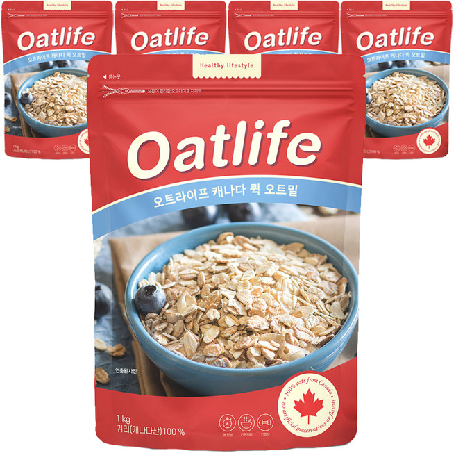 오트라이프 캐나다 퀵 오트밀, 1kg, 5개