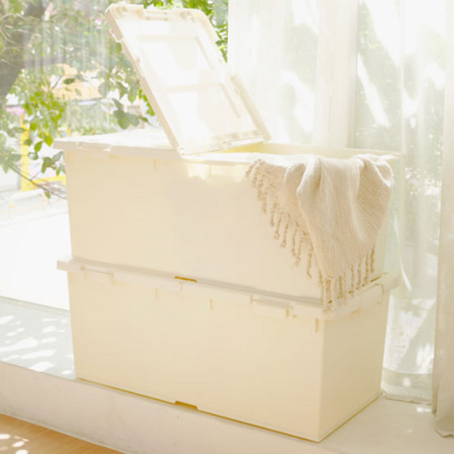 라이피스트 트레인 언더베드 리빙박스, 아이보리, 2개