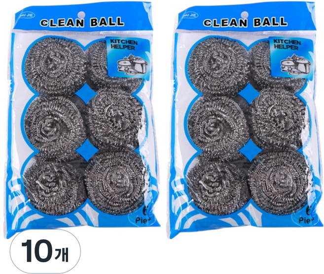 Living Philo 鐵製不鏽鋼鍋強力清潔球, 10個, 6入