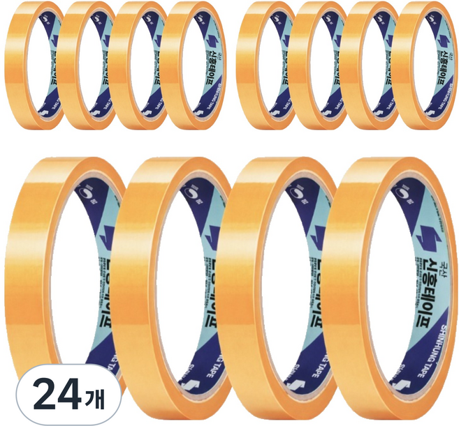 신흥테이프 국산 프리미엄 무잔사 라바 물레방아 리필용 문구테이프 12mm, 24개