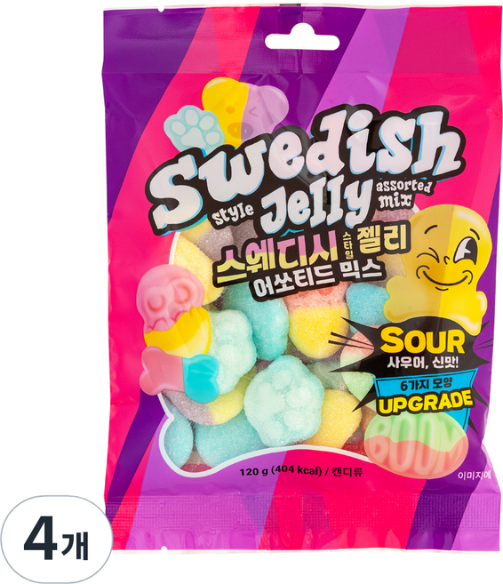 스웨디시 스타일 젤리 어쏘티드 믹스, 4개, 120g