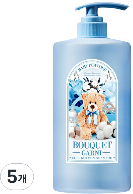 부케가르니 실크 케라틴 샴푸 베이비파우더, 1L, 5개
