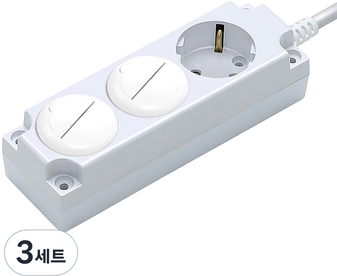 가가넷 포인트 안전 접지 16A 멀티탭 3구 +안전커버 2p 세트, 화이트, 3세트, 5m