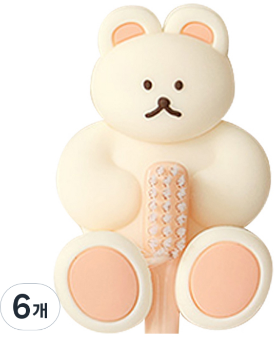 도낫도낫 실리콘 칫솔걸이, 크림, 6개
