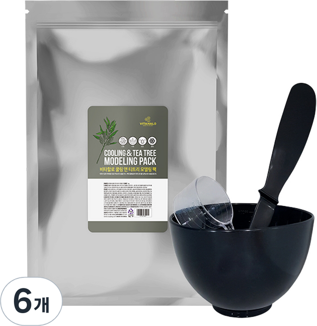 비타할로 쿨링 앤 티트리 모델링 팩 1KG + 팩도구 3종 세트, 1개입, 6개