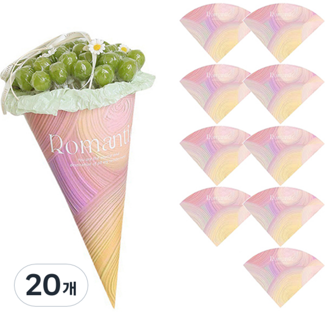 팬시픽스 꽃 꼬깔 포장지, 01 로맨틱, 20개