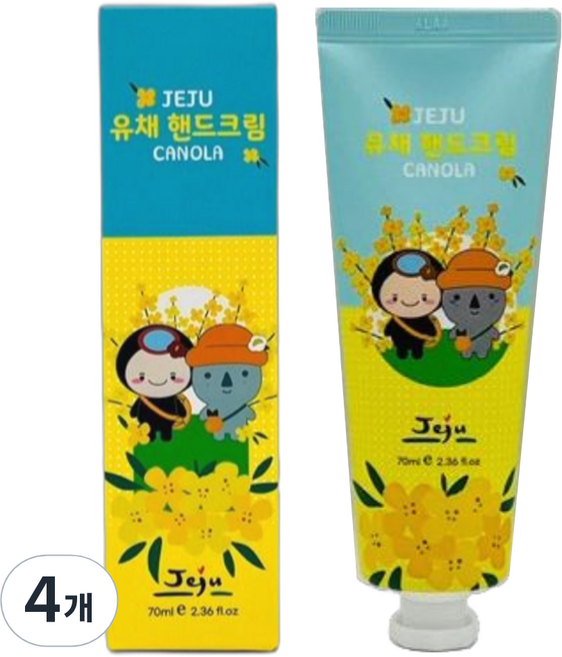 제주 갬성 유채 핸드크림 벌크형, 70g, 4개