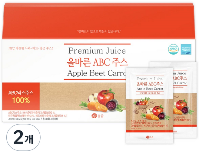 올즙 올바른 ABC 주스, 2.1L, 2개