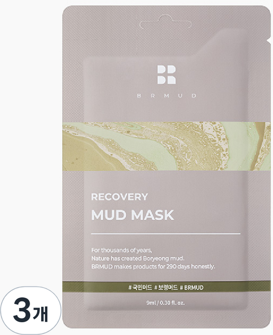 리커버리 머드 저자극 모공 각질 관리 마스크팩, 1개입, 3개
