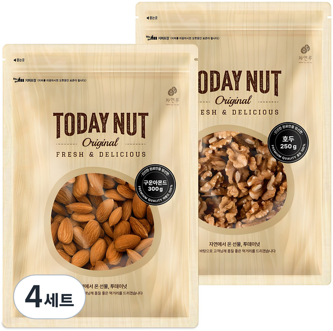 투데이넛 구운아몬드 300g + 호두 250g, 4세트