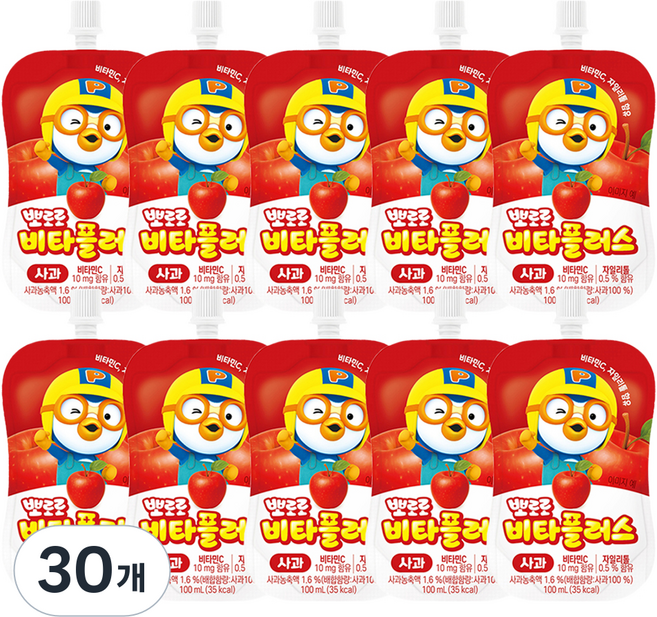 Pororo 淘氣小企鵝 Vita Plus 蘋果飲品, 30個, 100ml