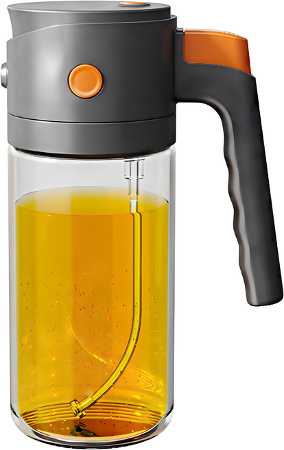 Kyhome 550ml 按壓噴倒兩用 霧化噴油 玻璃 控油 調味油壺 深灰色 1個