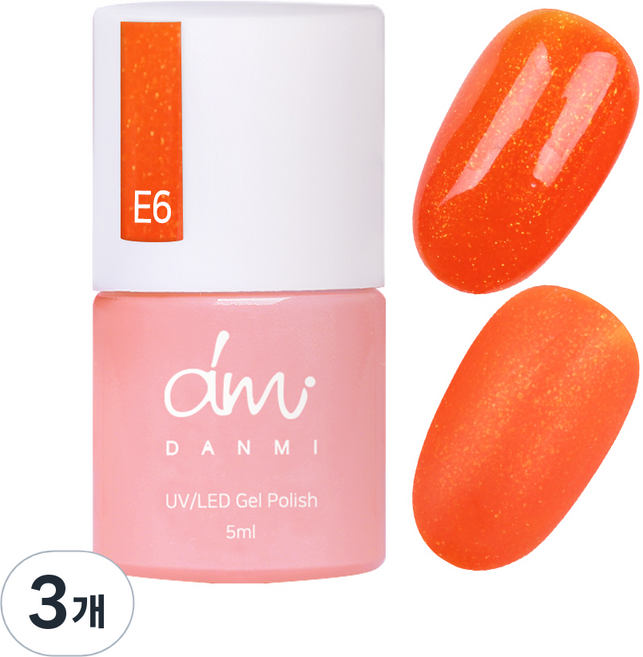 단미 컬러 젤네일, E6 오렌지팝, 5ml, 3개