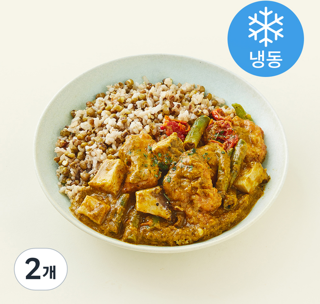 그리팅 헬시에이징 시금치 커리 치킨 & 녹두 보리밥 (냉동), 320g, 2개