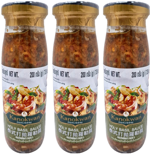 Kanokwan 泰式打拋羅勒醬, 200g, 3瓶