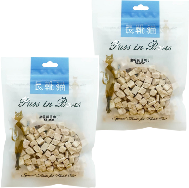 Puss in Boots 長靴貓 全齡貓 純肉凍乾 虱目魚丁 超低溫冷凍乾燥 無添加, 35g, 2包