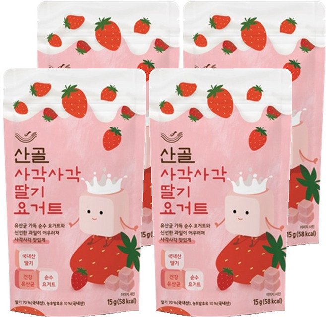 Ecomom Meal 山谷香脆優格草莓, 15g, 4個, 草莓