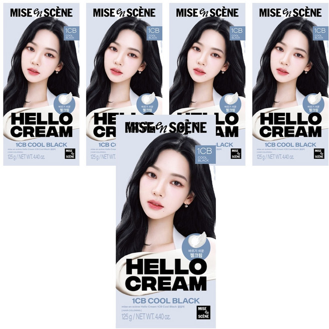 mise en scene 魅尚萱 Hello Cream染髮霜, 1CB(冷光酷黑), 5盒