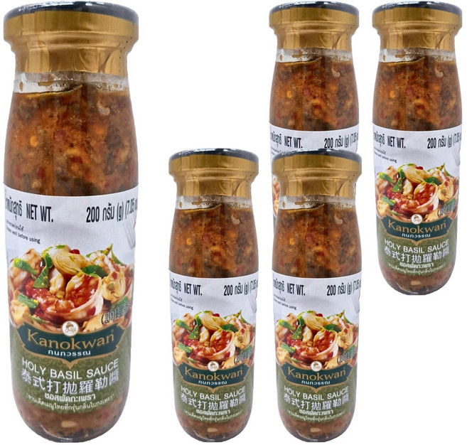 Kanokwan 泰式打拋羅勒醬, 200g, 5瓶