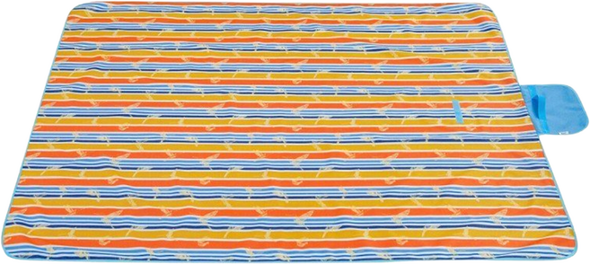 意絲丹 加大防水防潮野餐墊 600D耐磨牛津布+防水PVC材質, 歡樂鳥 藍色 + 黃色 + 橘色