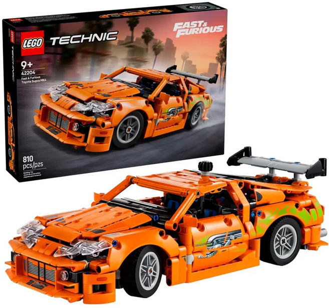LEGO 樂高 42204 動力科技 玩命關頭 豐田 Supra MK4 積木玩具 經典跑車模型, 1盒, 橘色
