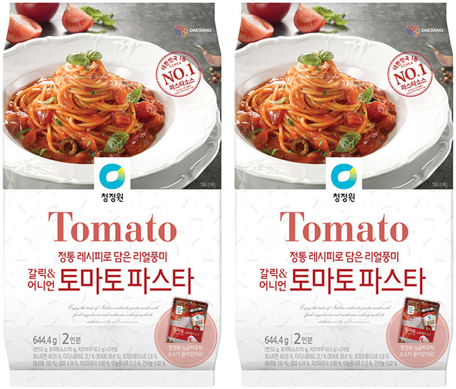 청정원 갈릭 앤 어니언 토마토 파스타, 644.4g, 2개