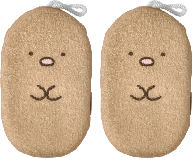 Sumikkogurashi 角落生物 可掛式卡通沐浴棉, 炸豬排, 2個