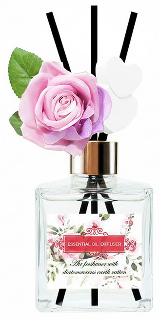 QiMart 精油玫瑰造型珪藻土擴香瓶 法國進口香氛精油, 黑莓魅惑, 1件, 200ml