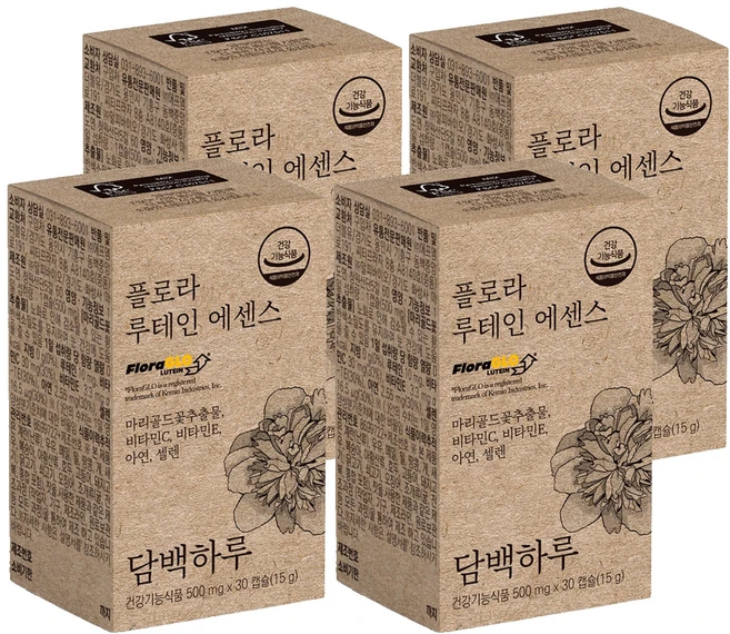 담백하루 플로라 루테인 에센스 DSM 플로라글로 비타민C 비타민E 아연 셀렌, 30정, 4개 - 쿠팡