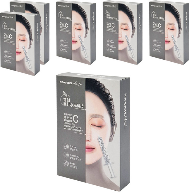 Neogence 霓淨思 無針水光維他命C美白面膜 Set 無針水光科技 乙基維他命C 傳明酸, 5片, 6盒