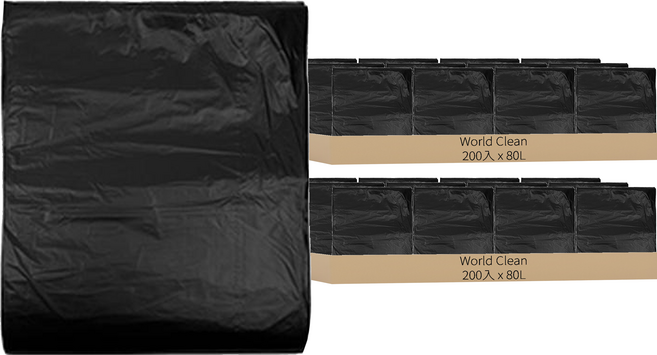 World Clean 黑色垃圾分類袋, 80L, 400入