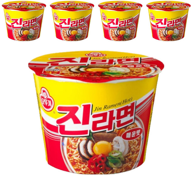 오뚜기 진라면 매운맛 용기 110g, 5개