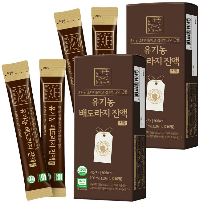 몸애쏙쏙 유기농 배도라지 진액 스틱, 10ml, 20개