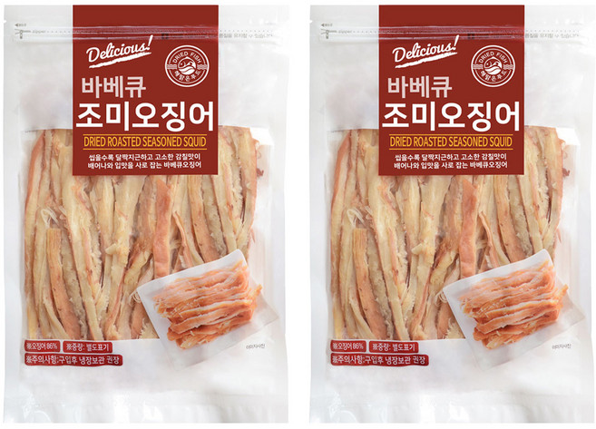 해맑은푸드 바베큐 조미오징어, 300g, 2개