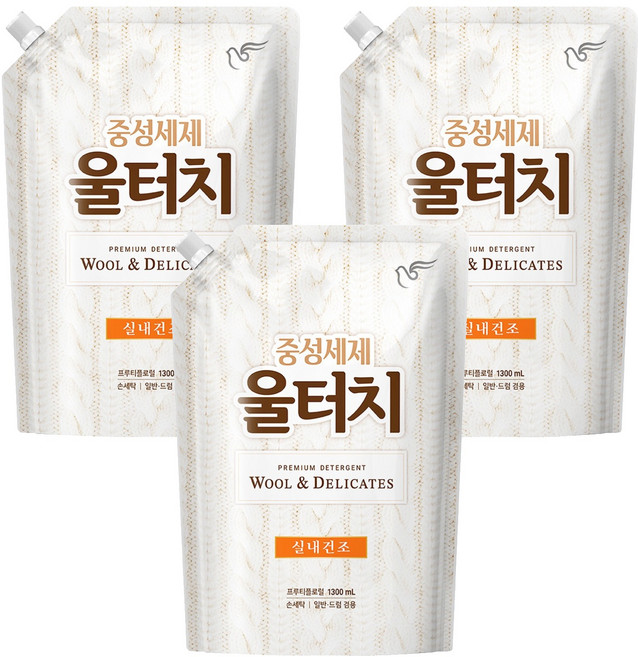 울터치 중성세제 리필, 1.3L, 3개