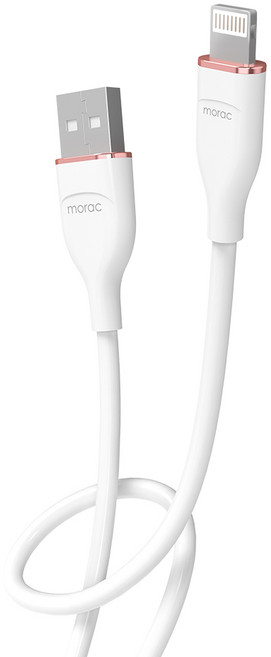 morac USB A 型轉 8pin 閃電快充線, 白色, 1入