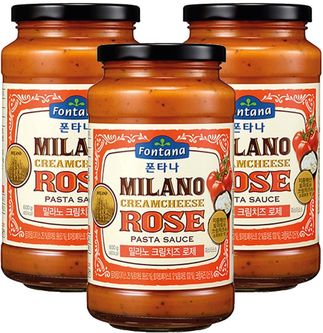 폰타나 밀라노 크림치즈 로제 파스타소스, 600g, 3개