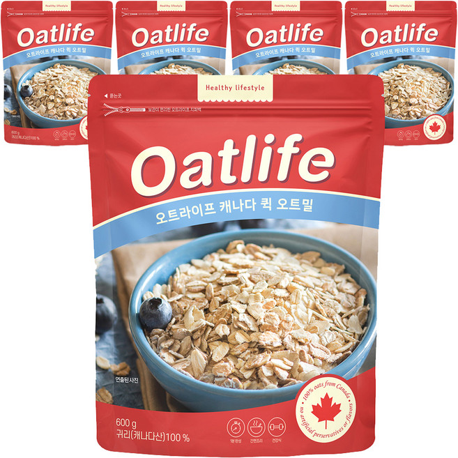 두보식품 오트라이프 퀵오트밀, 600g, 5개