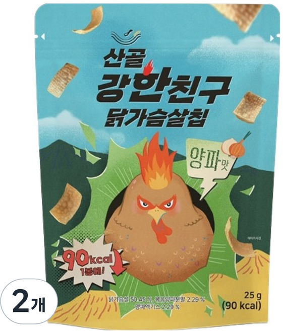 에코맘의산골이유식 유아용 산골 강한친구 닭가슴살칩, 25g, 2개, 양파맛