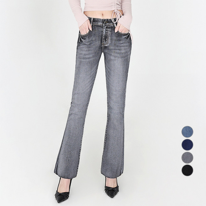 닷이프 여성용 롱/숏 기장 스판좋은 히든밴딩 슬림 부츠컷 청바지