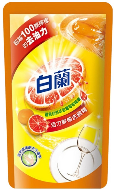 白蘭 動力配方洗碗精 補充包 鮮柚, 800g, 1包