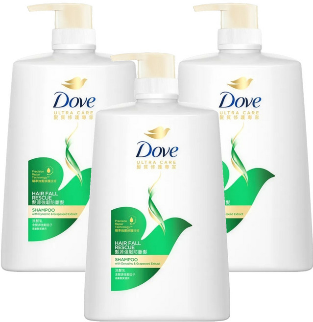 Dove 多芬 髮源強韌防斷髮洗髮乳, 1L, 3瓶