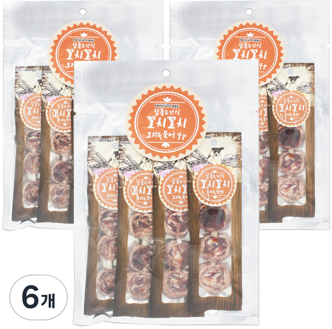 참좋은간식 꼬치꼬치 강아지 간식 4p, 오리 + 북어 혼합맛, 100g, 6개