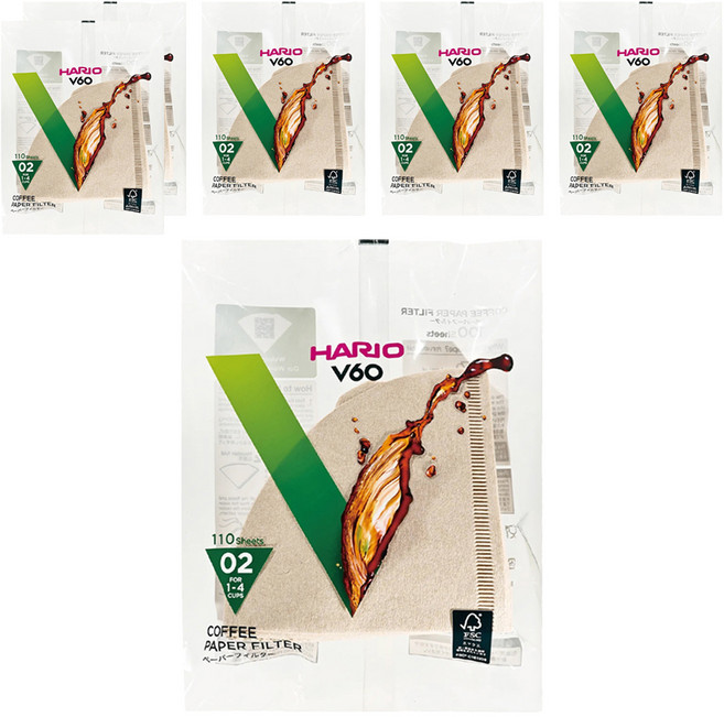 HARIO 好璃奧 V60 原色濾紙 02, 110張, 6包