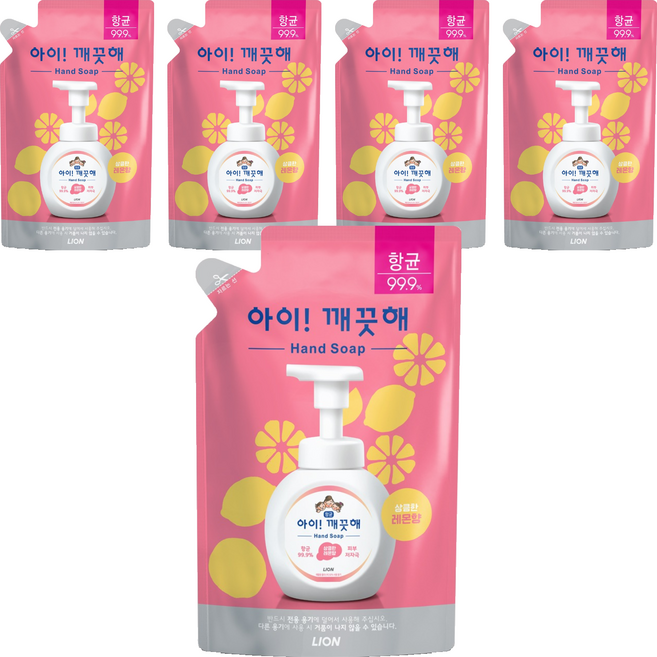 아이깨끗해 핸드워시 리필 레몬향, 450ml, 5개