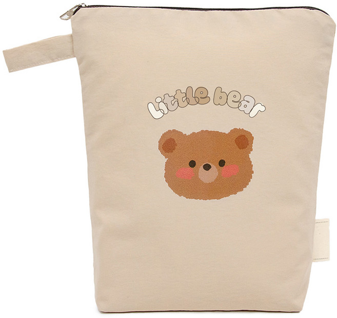 세맘스 양면방수 동글동글 세로형 기저귀 파우치, 리틀베어