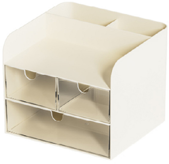 안마디 문구 데스크 수납 정리함, 3단, 화이트