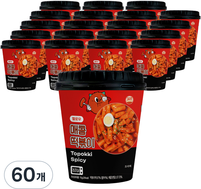 농가식품 멜로우빈 레리 매운 떡볶이, 115g, 60개