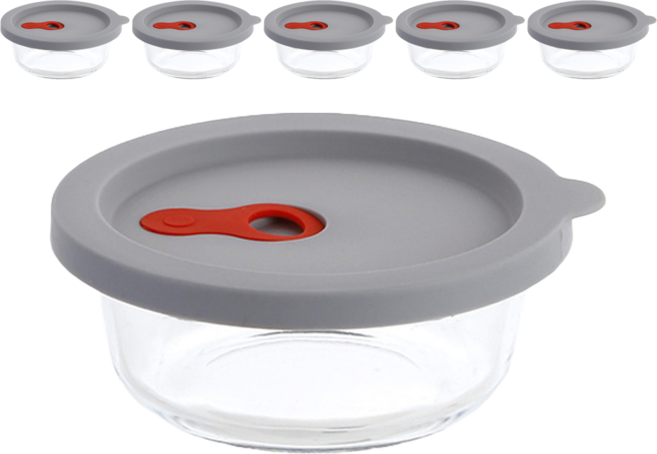 플라라 원형 실리콘 오븐글라스 + 뚜껑 세트, 6세트, 390ml 플라라 원형 실리콘 오븐글라스 + 뚜껑 세트 970ml